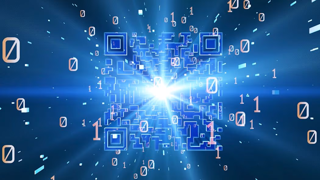 3d image of a wireless network and QR code