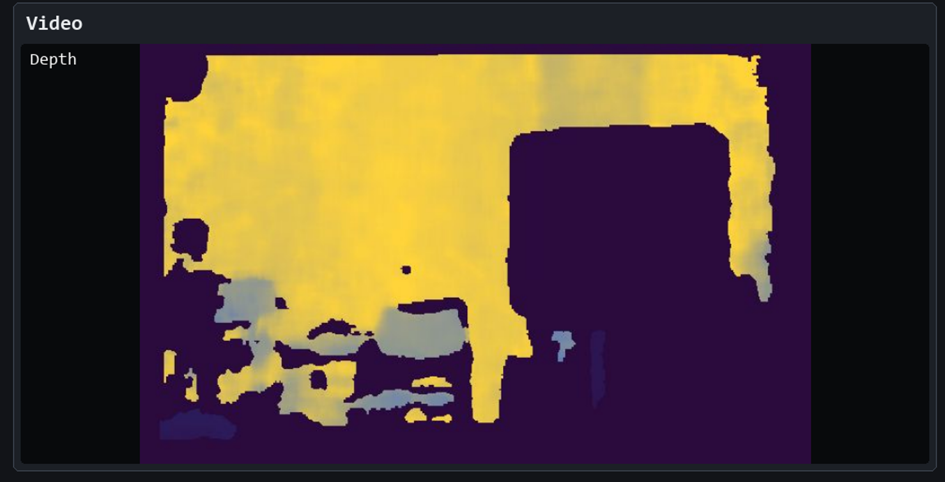 Depth video mode output from the smart robot car dashboard